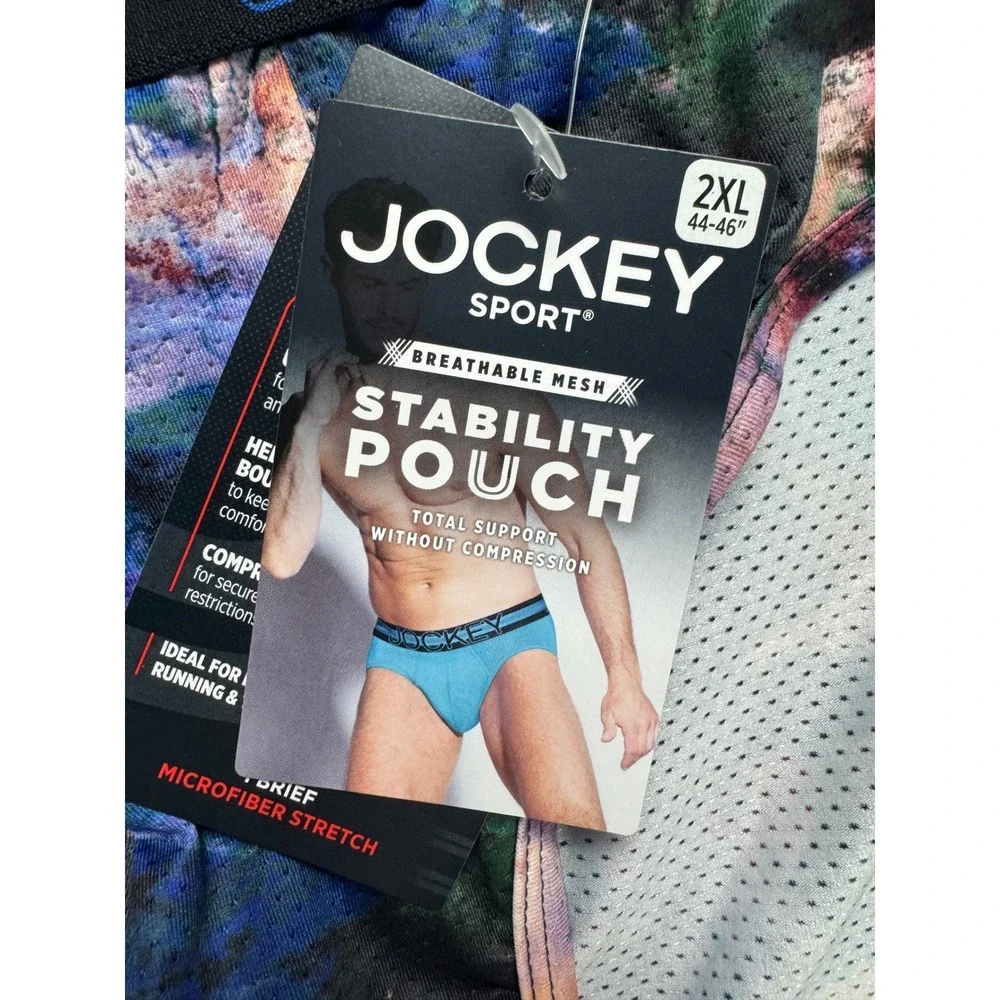 Jockey Sport Stability Pouch Briefs Mens XXL 2XL Blue Galaxy Mesh Performance